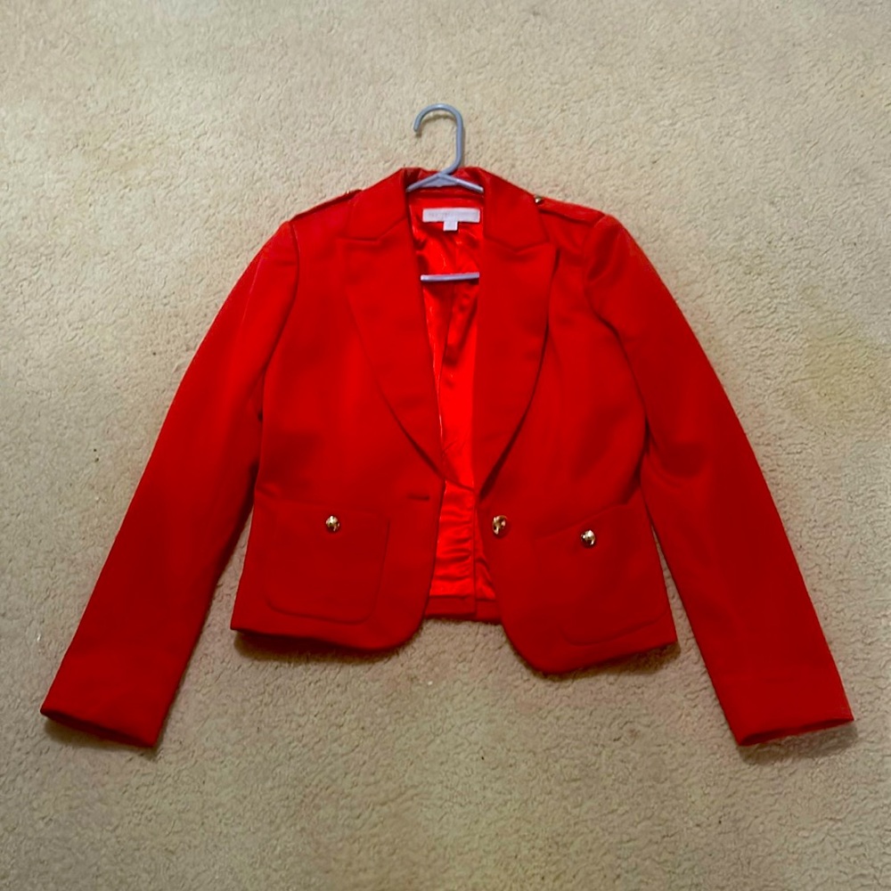 New York and Co Red Blazer with gold buttons